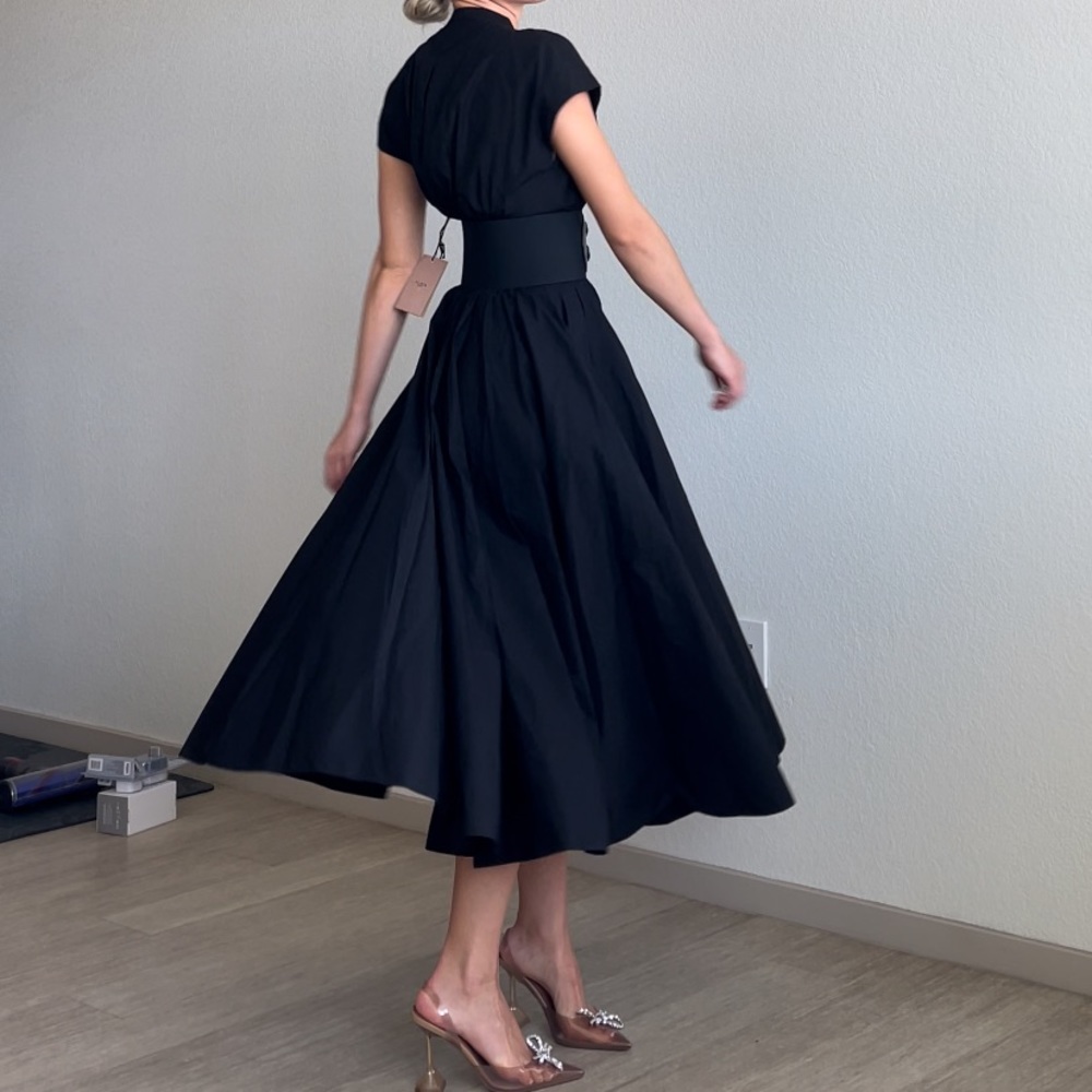 ALAIA BELTED MIDI JAPANESE POPLIN DRESS - Picture 8 of 16